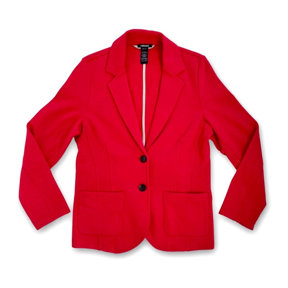 Olsen | NWOT Red Eva Jersey Shaped Fit 2 Button Casual Knit Blazer- RARE✨